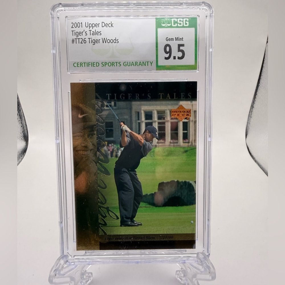 2001 Upper Deck Tiger Tales TT26 Tiger Woods RC CSG Gem Mint 9.5 Crystal Clear